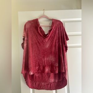 Flowy Orangey and Red Hue Blouse 2x